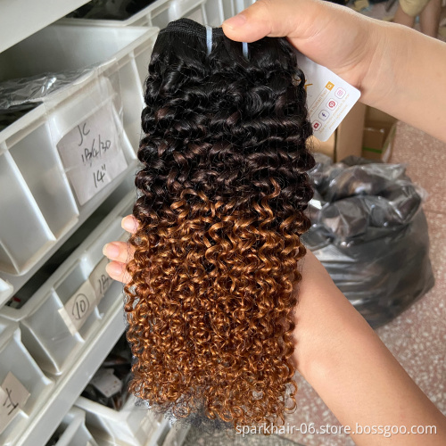 SPARK Full Cuticle Aligned Virgin Brazilian Ombre human hair bundles 3 tone color ombre remy human hair extensions